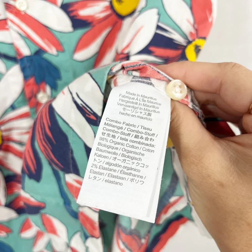 J.‎ Crew Men's Floral Short Sleeve Button Down Shirt Organic Cotton Size Medium